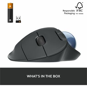 Logitech ERGO M575 Wireless Trackball Mouse - Easy Thumb Control, Precision and Smooth Tracking, Black - Optical - Wireles