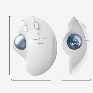 Logitech ERGO M575 Wireless Trackball - Optical - Bluetooth - 2.40 GHz - Off White - USB - 2000 dpi - Scroll Wheel - 5 But