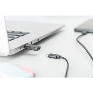 Digitus Data Transfer Adapter - 1 - 1 x Type A USB 3.0 USB Male - 1 x Type C USB 3.0 USB Female - Nickel Connector - Black