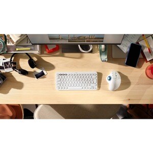 Logitech ERGO M575 Rato - Bluetooth - USB - Ótico - 5 Taste(n) - Branco - Sem fios - 2.40 GHz - 2000 dpi - Roda de deslocação