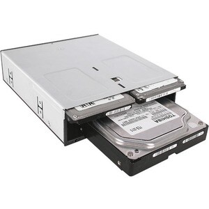 Icy Dock FlexiDOCK MB095SP-B Drive Enclosure for 5.25" SATA/600 - Serial ATA/600 Host Interface Internal - Black, Silver -