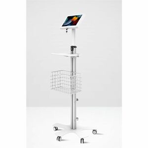 CTA Digital Medical Mobile Floor Stand with Small Enclosure - Up to 8" Screen Support - 61" Height x 14.50" Width x 13" De