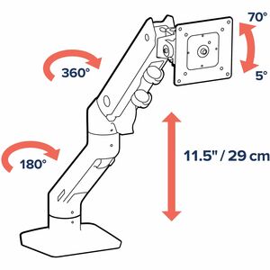HX Monitor Arm in Schwarz - Monitorhalterung / Displayhalterung für Tischmontage mit patentierter CF-Technologie für Bilds