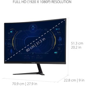 ViewSonic OMNI VX3218-PC-MHD 32" Class Full HD Curved Screen LED Monitor - 16:9 - Black - 80 cm (31.5") Viewable - Multi-d