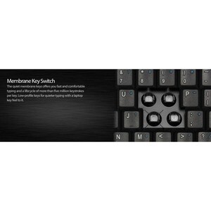 Adesso SlimTouch AKB-410UB Keyboard - Compact - Cable Connectivity - USB Interface - TouchPad - English (US) - Black - Mem
