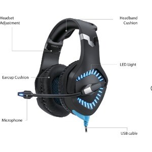 Adesso Xtream G3 Wired Over-the-head Stereo Gaming Headset - Black - Binaural - Circumaural - 20 Ohm - 15 Hz to 20 kHz - 2