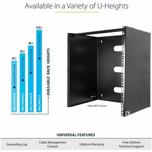 StarTech.com 4U Wall Mount Rack, 14in Deep, 19 inch Wall Mount Network Rack, Wall Mounting Patch Panel Bracket for Switch/