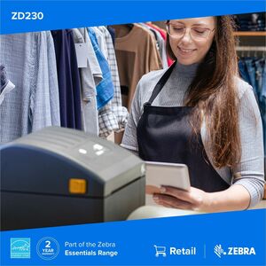 Zebra ZD230 Desktop Direktthermodrucker - Monochrom - Etikettendruck - Ethernet - USB - EU, UK - 203 dpi Druckauflösung