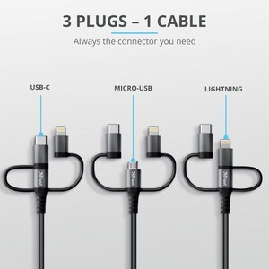 Trust Keyla 1 m Lightning/Micro-USB/USB/USB-C Data Transfer Cable for Computer, Phone, Digital Text Reader, Notebook, iPad