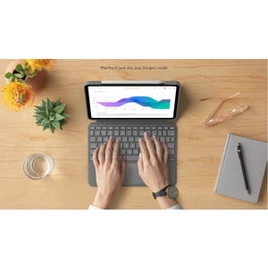 Logitech Combo Touch Keyboard/Cover Case for 27.9 cm (11") Apple iPad Pro Tablet - Oxford Gray - Scrape Resistant, Bump Re