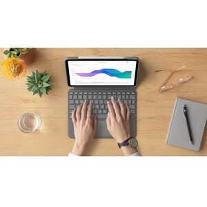 Logitech Combo Touch Keyboard/Cover Case for 32.8 cm (12.9") Apple, Logitech iPad Pro (5th Generation) Tablet - Oxford Gra