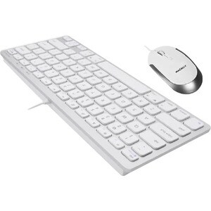 Macally Compact Aluminum USB Keyboard And Quiet Click Mouse - USB Cable Keyboard - USB Cable Mouse - 2400 dpi - Scroll Whe