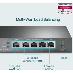 TP-Link Omada ER605 Ethernet Wireless Router - 4 x Network Port - 1 x Broadband Port - Gigabit Ethernet - VPN Supported - 