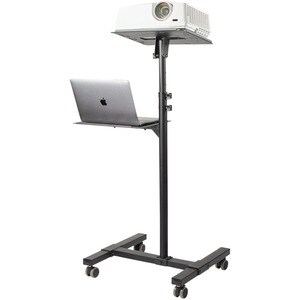 StarTech.com Mobile Projector and Laptop Stand/Cart, Heavy Duty Portable Projector Stand/Presentation Cart (22lb/shelf), H