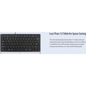 Adesso SlimTouch AKB-111UB Keyboard - Cable Connectivity - USB Interface - English (US) - Black - Membrane Keyswitch - Des