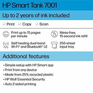 HP Smart Tank 7001 28B49A#B1H Wireless Color Inkjet All-In-One Printer - Copier/Printer/Scanner - 4800 x 1200 dpi Print - 