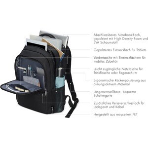Dicota Eco SELECT Carrying Case (Backpack) for 26.7 cm (10.5") to 39.6 cm (15.6") Notebook, Tablet - Black - Shock Absorbi