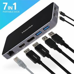 VisionTek VT400 - Dual Display USB-C Docking Station with Power Passthrough - for Notebook - 100 W - USB Type C - 2 Displa