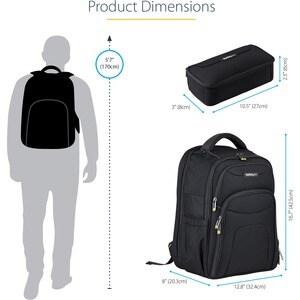 StarTech.com 15.6" Laptop Backpack w/ Removable Accessory Case, Professional IT Tech Backpack for Work/Travel/Commute, Nyl