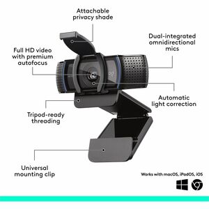 Logitech C920e HD 1080p Mic-Enabled Webcam, certified for Zoom, Microsoft Teams compatible, TAA Compliant - 1920 x 1080 Vi