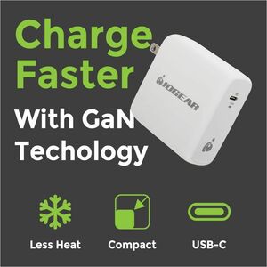 IOGEAR GearPower 100W USB-C GaN Charger - 100 W - 120 V AC, 230 V AC Input - 5 V DC, 9 V DC, 15 V DC, 20 V DC Output - 5 A