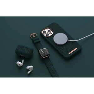 Funda Njord - para Apple iPhone 13 Pro Max Smartphone - Verde - Liso - Resistente a Caídas - Cuero de salmón, Microfibra