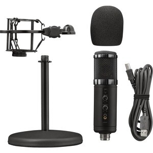 MicrophoneTrust Gaming Exxo 256 - Filaire - Condensateur - 1,80 m - 30 Hz à 18 MHz -36 dB - Cardioïde - Bureau, Pied anti-
