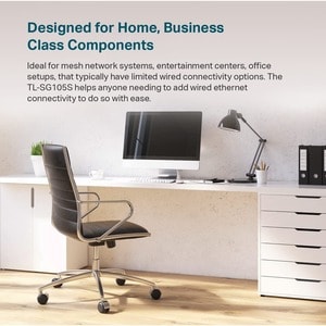 TP-Link TL-SG105S - 5 Port Gigabit Ethernet Switch - Desktop/Wall-Mount - Plug & Play - Fanless - Sturdy Metal - 802.1p/DS