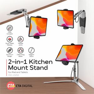 CTA Digital Multi-flex Desktop/Wall Mount for Tablet, iPad, iPad Air, iPad Pro, iPad mini - Black - 1 Display(s) Supported