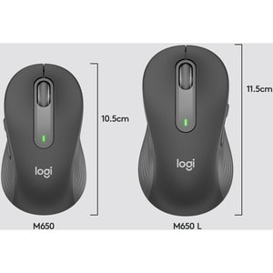 Logitech Signature M650 L Full Size Wireless Mouse - For Large Sized Hands, 2-Year Battery, Silent Clicks, Customizable Si
