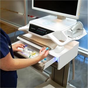 Ergotron CareFit Medical Trolley - TAA Compliant - 1 Drawer - 17.01 kg Capacity - 4 Casters - White, Warm Grey - 27" (68.5