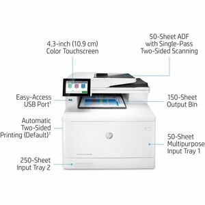 HP LaserJet Enterprise M480f Laser Multifunction Printer - Colour - Copier/Fax/Printer/Scanner - 27 ppm Mono/27 ppm Color 
