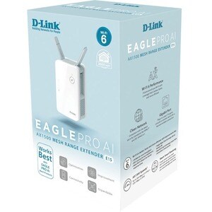 D-Link E15 Dual Band 802.11ax 1.50 Gbit/s Wireless Range Extender - 2.40 GHz, 5 GHz - 2 x External Antenna(s) - External -