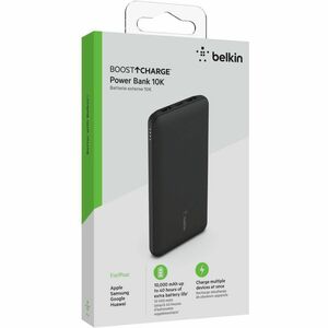 Belkin 15W USB-C 3-Port Power Bank - 10k mAh - 1xUSB-C (15W), 2xUSB-A (10W) - Portable Charger - w/ USB-C Cable - Black - 