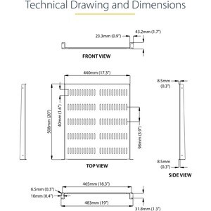 StarTech.com 1U Vented Server Rack Cabinet Shelf - Fixed 20" Deep Cantilever Rackmount Tray for 19" Data/AV/Network Enclos