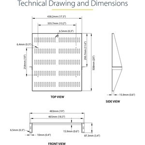 StarTech.com 2U Vented Server Rack Shelf - Center Mount Fixed 20" Deep Cantilever Rackmount Tray for 19" Data/AV/Network w