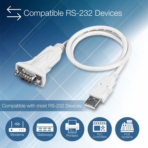 TRENDnet USB to Serial 9-Pin Converter Cable, Connect a RS-232 Serial Device to a USB 2.0 Port, Supports Windows & Mac, US