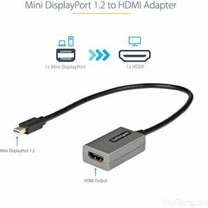 StarTech.com Mini DisplayPort to HDMI Adapter, mDP to HDMI Adapter Dongle, 1080p, Mini DP 1.2 to HDMI Video Converter, 12"