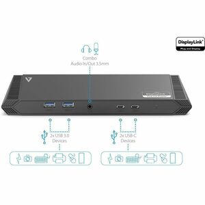 Docking station V7 USB Tipo C - Compatibilita carica - 100 W - 3 Display supportati - 2K, 4K - 2560 x 1440, 3840 x 2160, 2