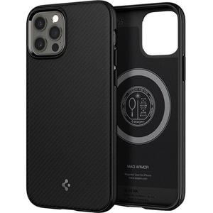 Spigen Mag Armor Case for Apple iPhone 12, iPhone 12 Pro Smartphone - Matte Black - Shock Absorbing, Scratch Resistant - T