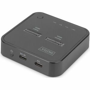 Digitus Drive Dock M.2 - USB 3.2 (Gen 2) Type C Host Interface - Black - Hot Swappable Bays - 2 x SSD Supported - 8 TB Tot