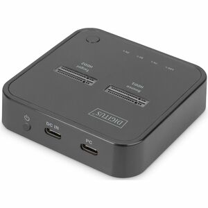 Digitus Drive Dock M.2 - USB 3.2 (Gen 2) Type C Host Interface - Black - Hot Swappable Bays - 2 x SSD Supported - 8 TB Tot