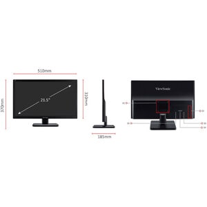 ViewSonic VA2223-H 55.88 cm (22") Class Full HD LCD Monitor - 16:9 - Black - 54.61 cm (21.50") Viewable - Twisted nematic 