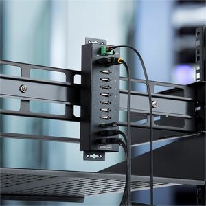 StarTech.com 10-Port Industrial USB 2.0 HUB, Rugged USB Hub w/ESD Level 4 Protection, DIN/Wall/Desk Mountable USB-A Hub, U