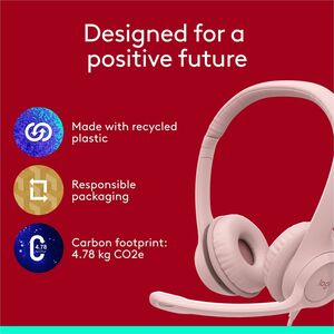Logitech H390 USB-A Computer Headset, Rose - Stereo - USB Type A - Wired - 32 Ohm - 20 Hz to 20 kHz - Over-the-head - Bina