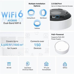TP-Link Wi-Fi 6 IEEE 802.11ax Ethernet Wireless Router - Dual Band - 2.40 GHz ISM Band - 5 GHz UNII Band - 2 x Antenna(2 x