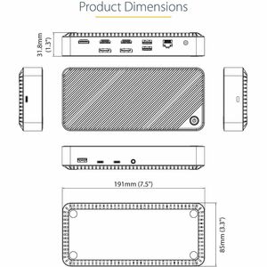 StarTech.com Docking station USB-C per Tre Monitor - Dock USB C Triplo HDMI/DP 4K - Hub USB a 5 Porte - GbE - PD 100W - Do