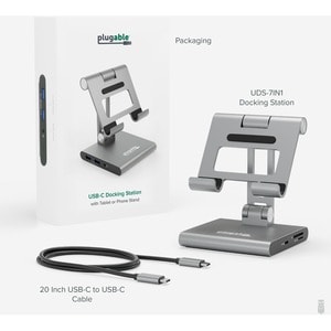 Plugable USBC Dock Tablet Stand - USB-C Dock Tablet and Phone Stand