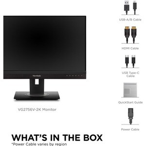 ViewSonic Graphic VG2756V-2K 27" Class Webcam WQHD LED Monitor - 16:9 - 68.6 cm (27") Viewable - In-plane Switching (IPS) 