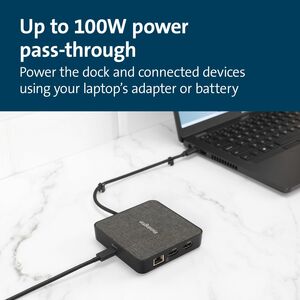 Kensington MD120U4 USB4 Docking Station for Monitor, Notebook, Tablet - 100 W - Black - Portable - 2 Displays Supported - 